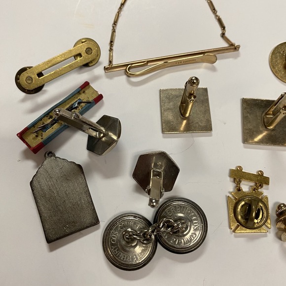 Vtg Junk Drawer Estate Lot Gentlemen's Jewelry American Clip Tie Pin Repair - Picture 5 of 8